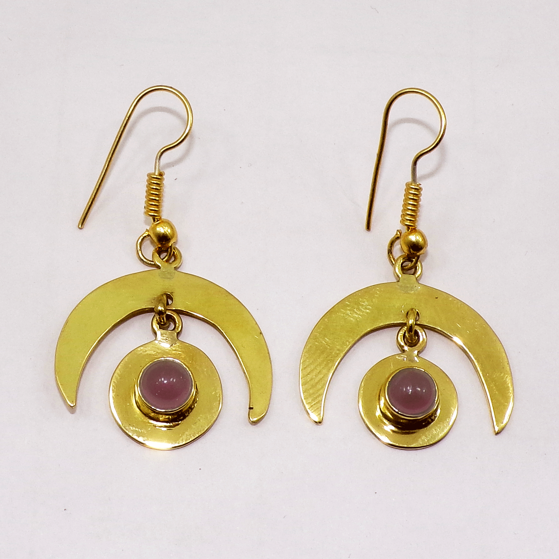 Wonderful Pink Ruby Cab Earring T - JBE999 Latest Collection Cab Round Shape With 18ct Gold Plating Dangle Earring